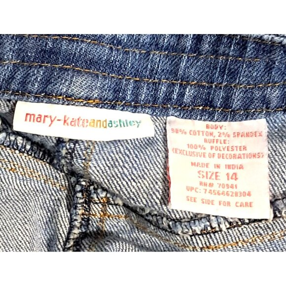 Mary-Kate & Ashley Girls Denim Skirt Size 14 Floral Ruffle Trim Cotton Blend - Picture 3 of 9